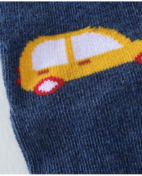 Cute Walk By Babyhug Cotton Knit Anti Bacterial Ankle Length Socks Car Design Pack Of 3 - Multicolour