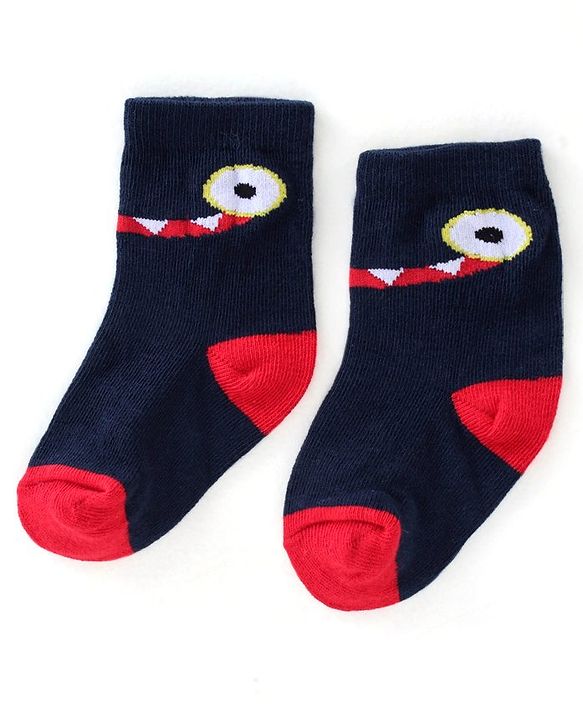 Cute Walk By Babyhug Cotton Knit Anti Bacterial Ankle Length Socks Crocodile Design Pack Of 3 - Multicolour