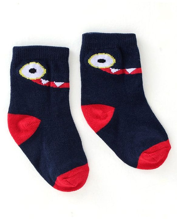 Cute Walk By Babyhug Cotton Knit Anti Bacterial Ankle Length Socks Crocodile Design Pack Of 3 - Multicolour