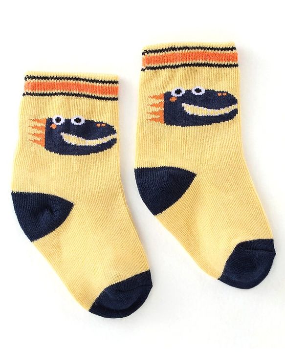Cute Walk By Babyhug Cotton Knit Anti Bacterial Ankle Length Socks Crocodile Design Pack Of 3 - Multicolour