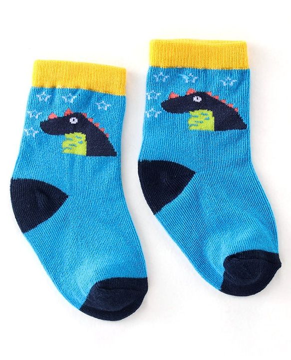 Cute Walk By Babyhug Cotton Knit Anti Bacterial Ankle Length Socks Crocodile Design Pack Of 3 - Multicolour