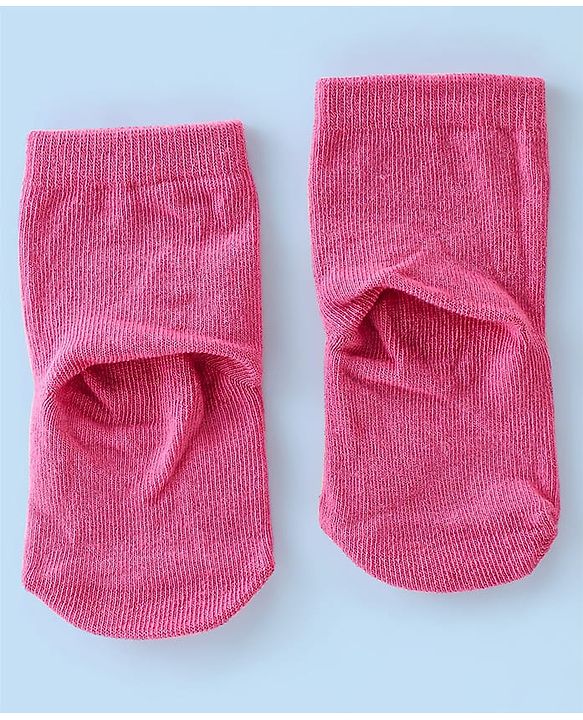 Cute Walk By Babyhug Cotton Knit Anti Bacterial Ankle Length Socks Heart Design Pack Of 3 - Multicolour