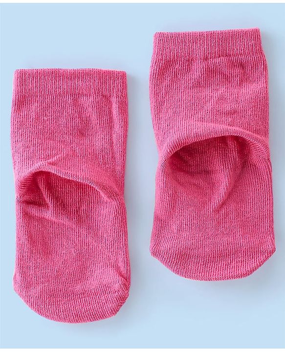 Cute Walk By Babyhug Cotton Knit Anti Bacterial Ankle Length Socks Heart Design Pack Of 3 - Multicolour