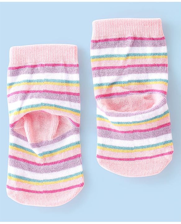 Cute Walk By Babyhug Cotton Knit Anti Bacterial Ankle Length Socks Heart Design Pack Of 3 - Multicolour