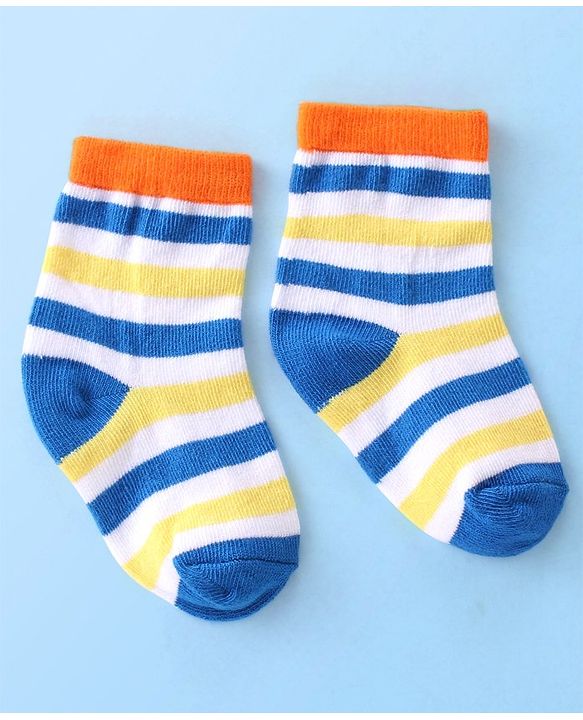 Cute Walk By Babyhug Cotton Knit Anti Bacterial Ankle Length Socks Basket Ball Design Pack Of 3 - Multicolour