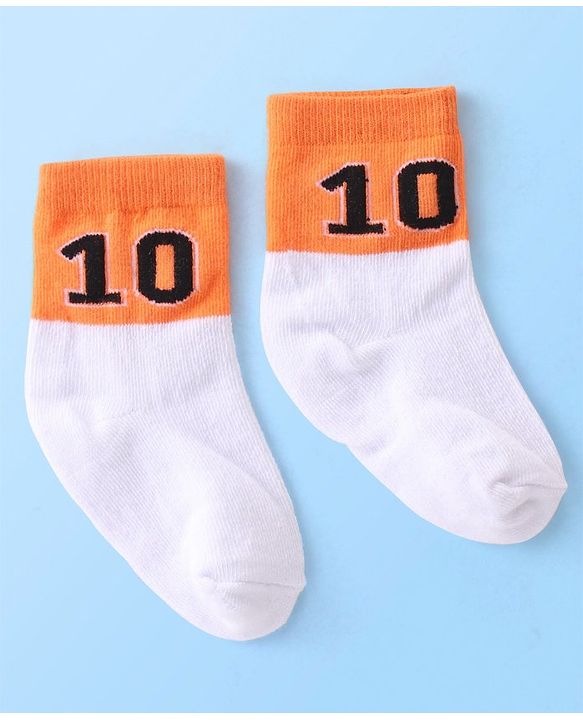 Cute Walk By Babyhug Cotton Knit Anti Bacterial Ankle Length Socks Basket Ball Design Pack Of 3 - Multicolour