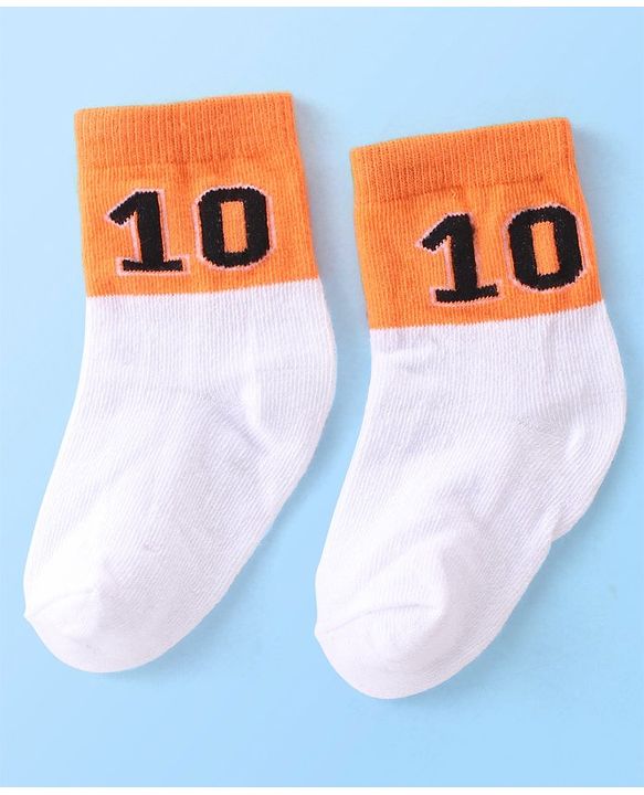 Cute Walk By Babyhug Cotton Knit Anti Bacterial Ankle Length Socks Basket Ball Design Pack Of 3 - Multicolour