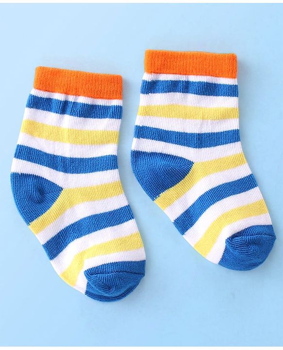 Cute Walk By Babyhug Cotton Knit Anti Bacterial Ankle Length Socks Basket Ball Design Pack Of 3 - Multicolour