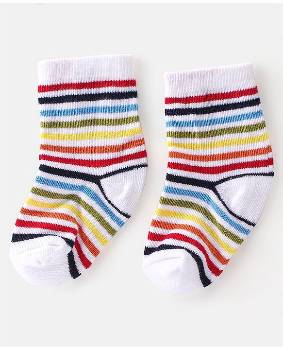 Cute Walk By Babyhug Cotton Knit Anti Bacterial Ankle Length Socks Car Design Pack Of 3 - Multicolour