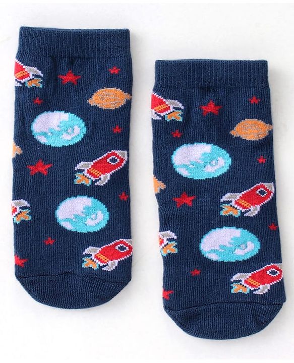Cute Walk By Babyhug Cotton Knit Anti Bacterial Ankle Length Socks Star Design Pack Of 3 - Multicolour