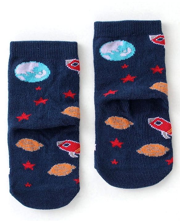 Cute Walk By Babyhug Cotton Knit Anti Bacterial Ankle Length Socks Star Design Pack Of 3 - Multicolour