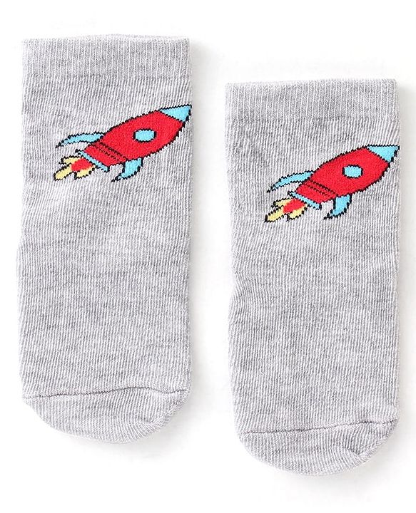 Cute Walk By Babyhug Cotton Knit Anti Bacterial Ankle Length Socks Star Design Pack Of 3 - Multicolour