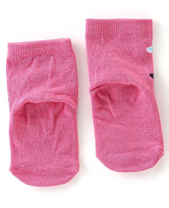 Cute Walk By Babyhug Cotton Knit Anti Bacterial Ankle Length Socks Butterfly Design Pack Of 3 - Multicolour