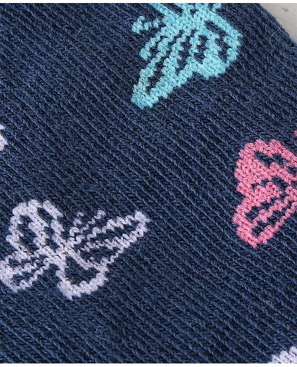 Cute Walk By Babyhug Cotton Knit Anti Bacterial Ankle Length Socks Butterfly Design Pack Of 3 - Multicolour