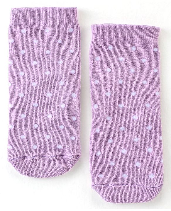 Cute Walk By Babyhug Cotton Knit Anti Bacterial Ankle Length Socks Polka Dot Design Pack Of 3 - Multicolour