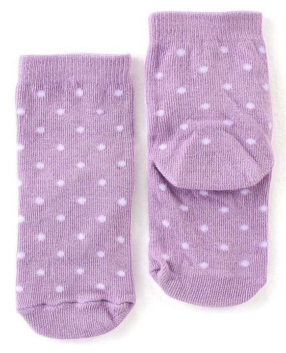 Cute Walk By Babyhug Cotton Knit Anti Bacterial Ankle Length Socks Polka Dot Design Pack Of 3 - Multicolour