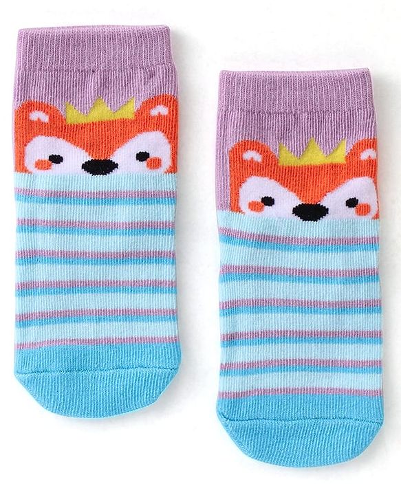 Cute Walk By Babyhug Cotton Knit Anti Bacterial Ankle Length Socks Unicorn Design Pack Of 3 - Multicolour