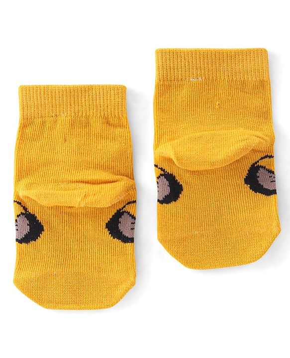 Cute Walk by Babyhug Terry Knit Ankle Length Anti Bacterial Socks Tiger Design - Multicolour