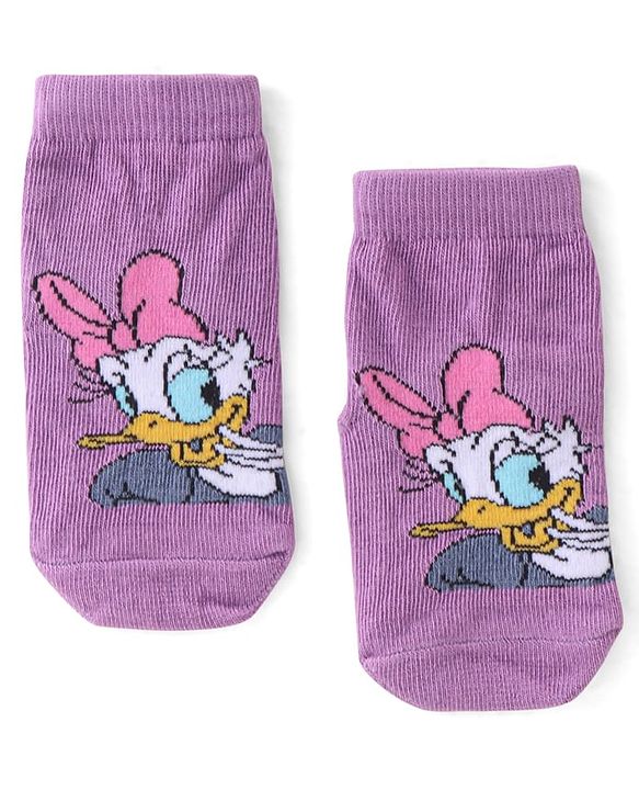 Cute Walk by Babyhug Terry Knit Ankle Length Anti Bacterial Socks Daisy Duck Design - Multicolour