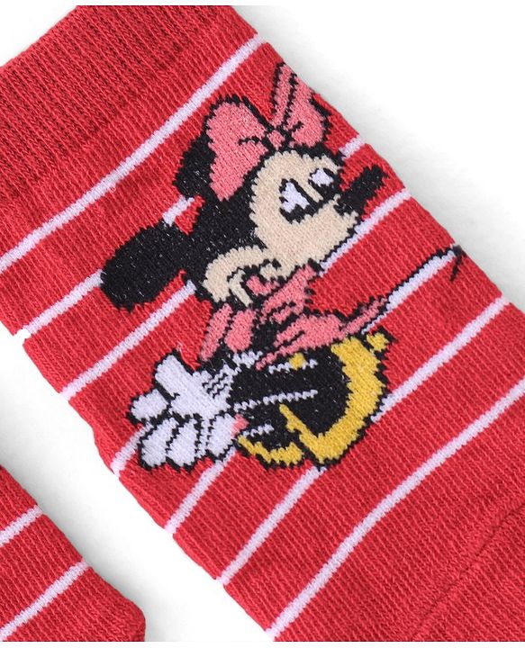 Cute Walk by Babyhug Terry Knit Ankle Length Anti Bacterial Socks Minnie Mouse Design - Multicolour