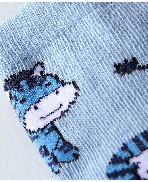 Cutewalk By Babyhug Anti Bacterial Ankle Length Socks Lion Design Pack Of 3 - Blue