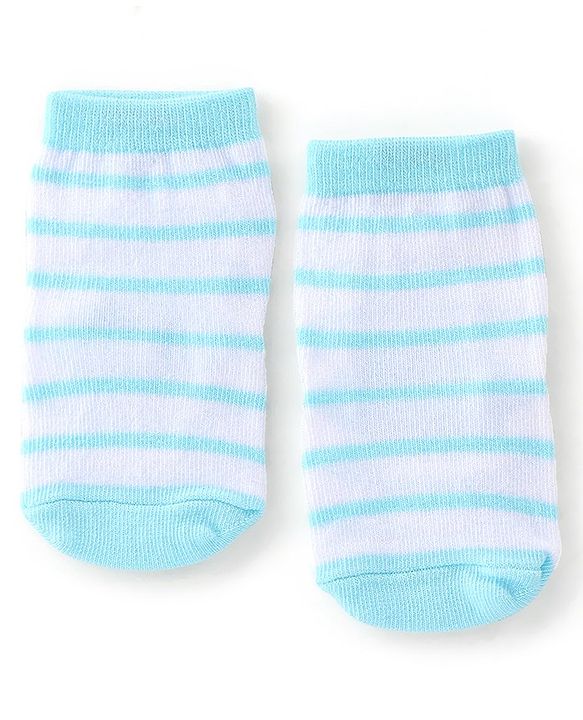 Cute Walk By Babyhug Anti Bacterial Ankle Length Socks Stripes & Dino Design Pack Of 3 - Yellow & Blue