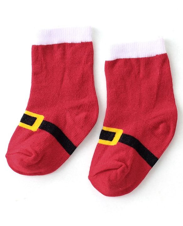 Cute Walk By Babyhug Anti Bacterial Ankle Length Socks Striped Pack Of 3 - Red & Black