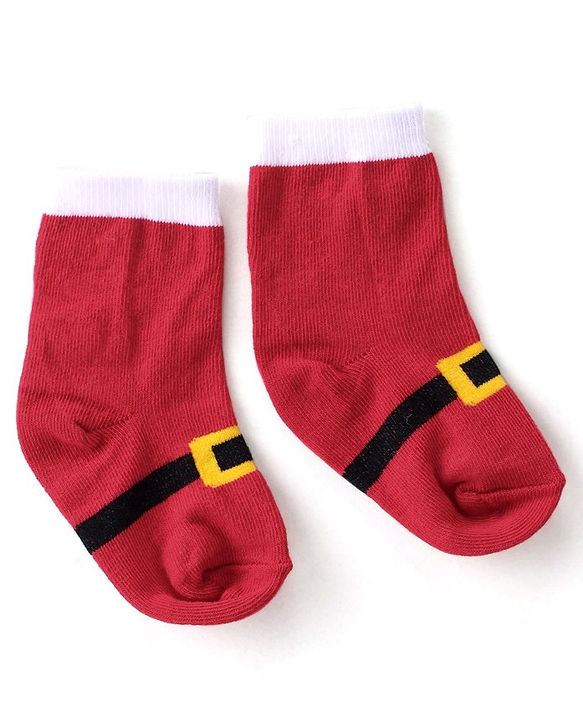 Cute Walk By Babyhug Anti Bacterial Ankle Length Socks Striped Pack Of 3 - Red & Black