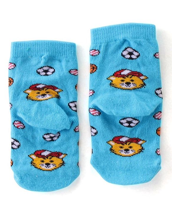 Cute Walk By Babyhug Anti Bacterial Ankle Length Socks Stripes & Tiger Design Pack Of 3 - Green Yellow & Blue