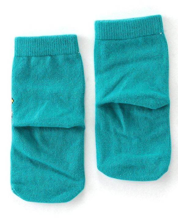 Cute Walk By Babyhug Anti Bacterial Ankle Length Socks Stripes & Tiger Design Pack Of 3 - Green Yellow & Blue