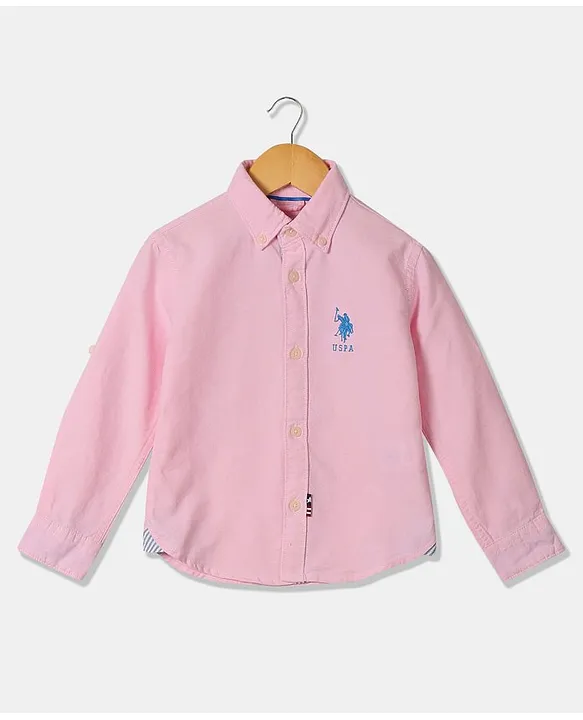 Buy U.S. Polo Assn. Knit Full Sleeves Solid Colour Shirt with Logo 