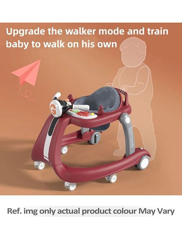 Babyhug 4 in 1 Discover & Play Musical Baby Walker with Adjustable Speed & Fancy Multi Gear Toys- Green