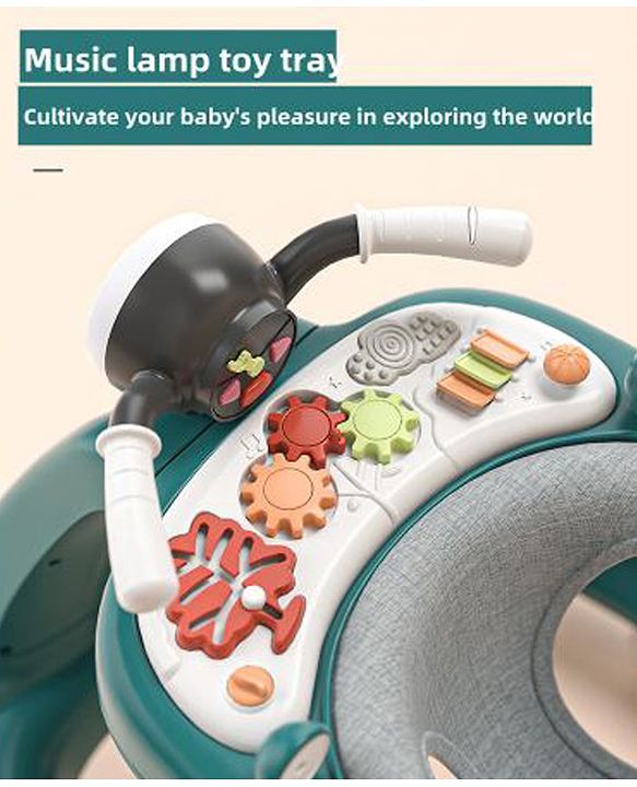Babyhug 4 in 1 Discover & Play Musical Baby Walker with Adjustable Speed & Fancy Multi Gear Toys- Green