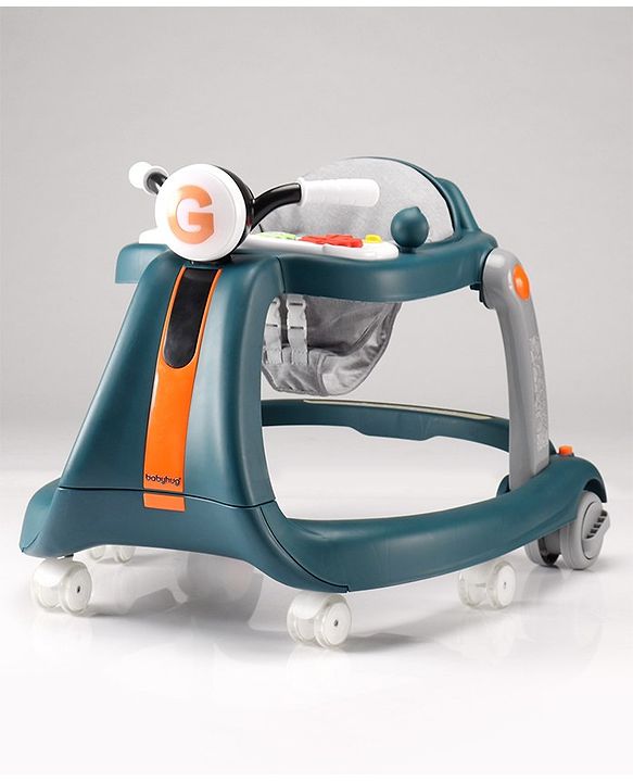 Babyhug 4 in 1 Discover & Play Musical Baby Walker with Adjustable Speed & Fancy Multi Gear Toys- Green