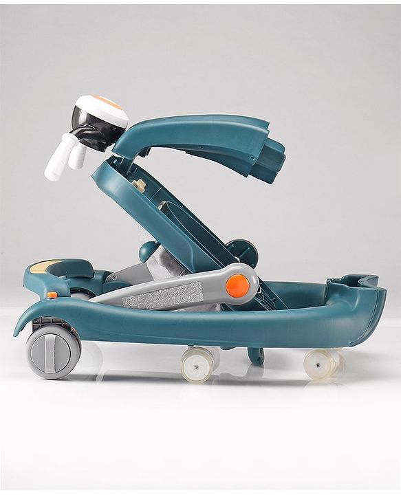 Babyhug 4 in 1 Discover & Play Musical Baby Walker with Adjustable Speed & Fancy Multi Gear Toys- Green