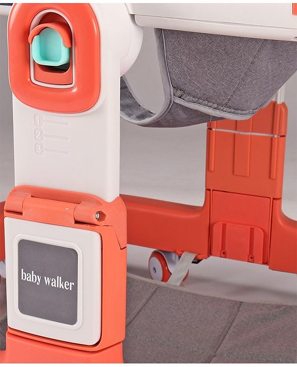 Babyhug Multifunction Foldable Activity Push Walker with  Musical Play Tray & Lights - Red