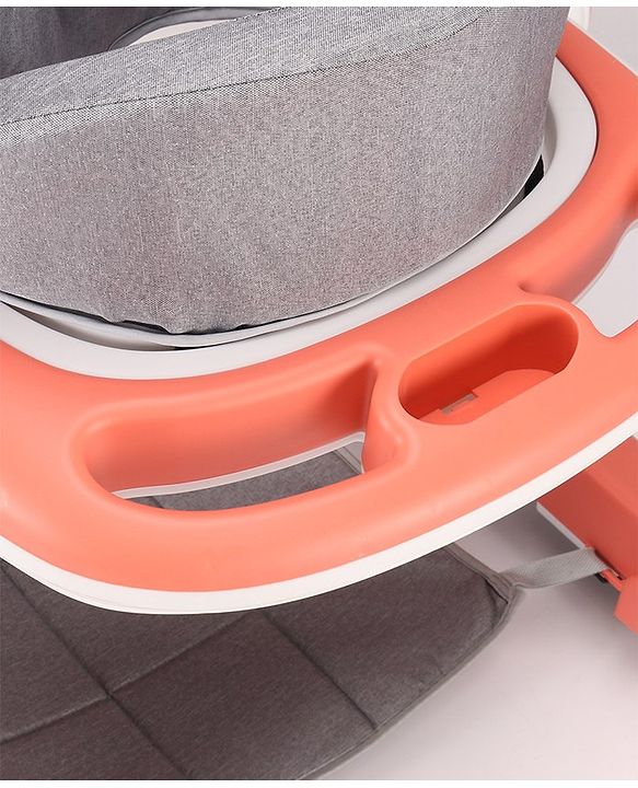 Babyhug Multifunction Foldable Activity Push Walker with  Musical Play Tray & Lights - Red