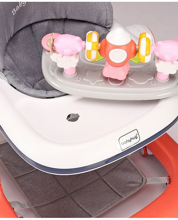 Babyhug Multifunction Foldable Activity Push Walker with  Musical Play Tray & Lights - Red