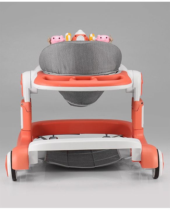Babyhug Multifunction Foldable Activity Push Walker with  Musical Play Tray & Lights - Red