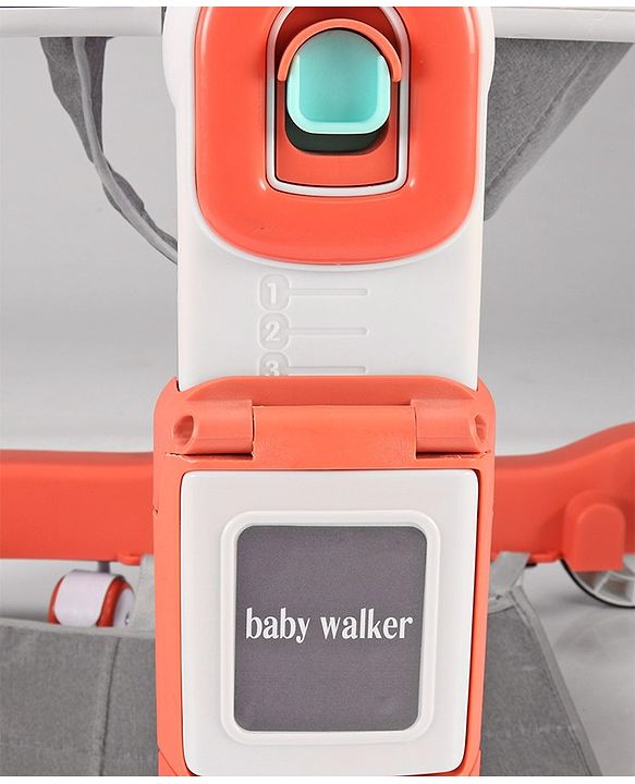 Babyhug Multifunction Foldable Activity Push Walker with  Musical Play Tray & Lights - Red