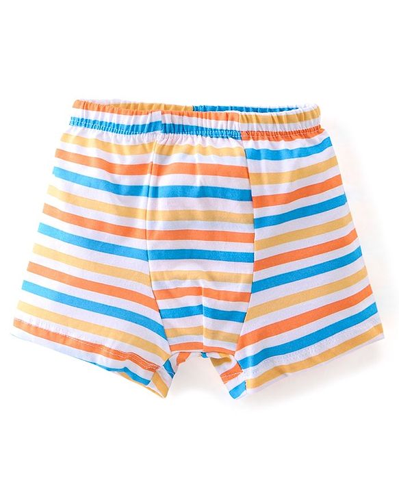 Babyhug 100% Cotton Trunk With Striped & Animals Print Pack Of 3 - Yellow White & Blue