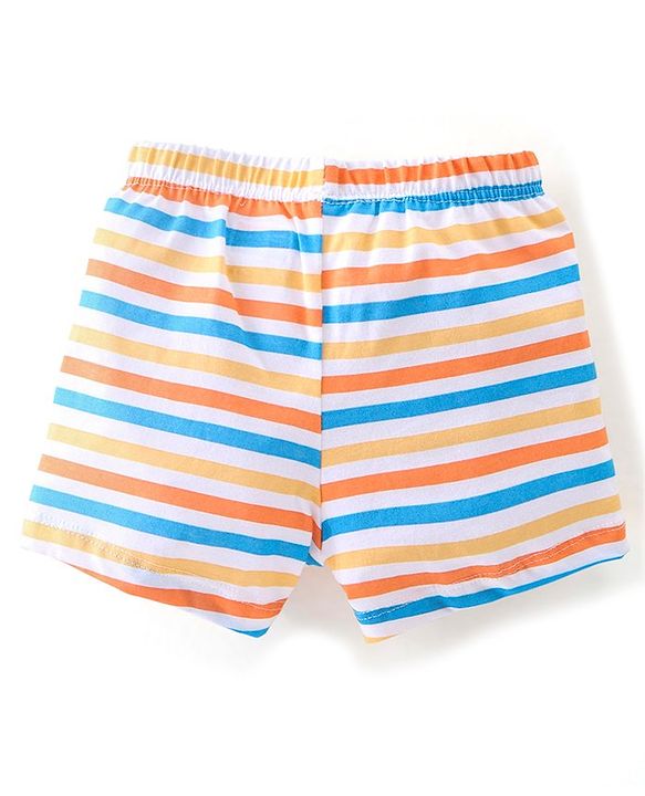 Babyhug 100% Cotton Trunk With Striped & Animals Print Pack Of 3 - Yellow White & Blue