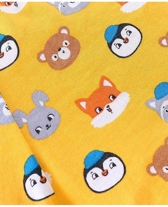 Babyhug 100% Cotton Trunk With Striped & Animals Print Pack Of 3 - Yellow White & Blue