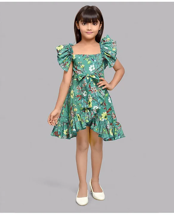 Buy Enfance Frill Cap Sleeves Floral Neckline Detailed A Line Dress With  Coordinating Headband Lemon Yellow for Girls (6-12Months) Online in India,  Shop at FirstCry.com - 14641841