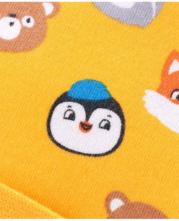Babyhug 100% Cotton Knit Cap Animal Print - Yellow