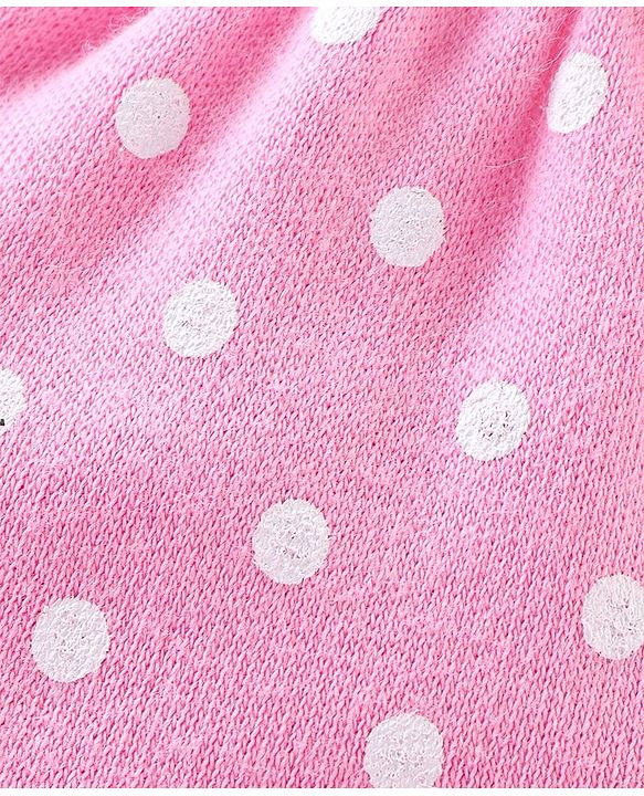 Babyhug 100% Cotton Knit Mittens and Booties Polka Dot Print - Pink