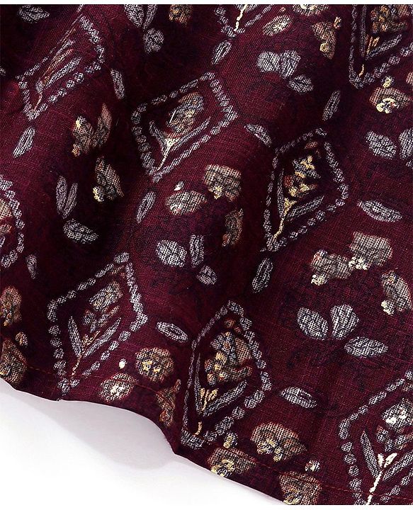 Babyhug Cotton Full Sleeves Printed  Kurta with Dhoti Set - Magneta