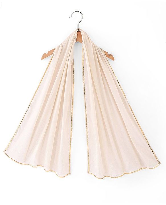 Babyhug 100% Cotton Three Fourth Sleeves Kurti Ghagra And Dupatta With Floral Print - Off White