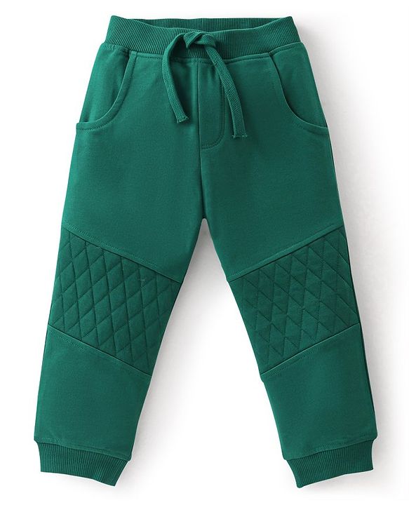 Babyhug Cotton Knit Full Sleeves Hooded T-Shirt & Lounge Pant Set with Tiger Print - Green