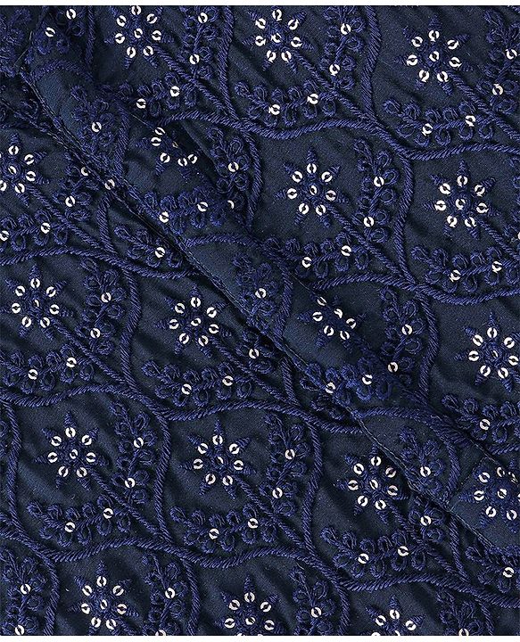 Babyhug Sequenced Embroidered Kurta With Solid Dhoti Set -Navy